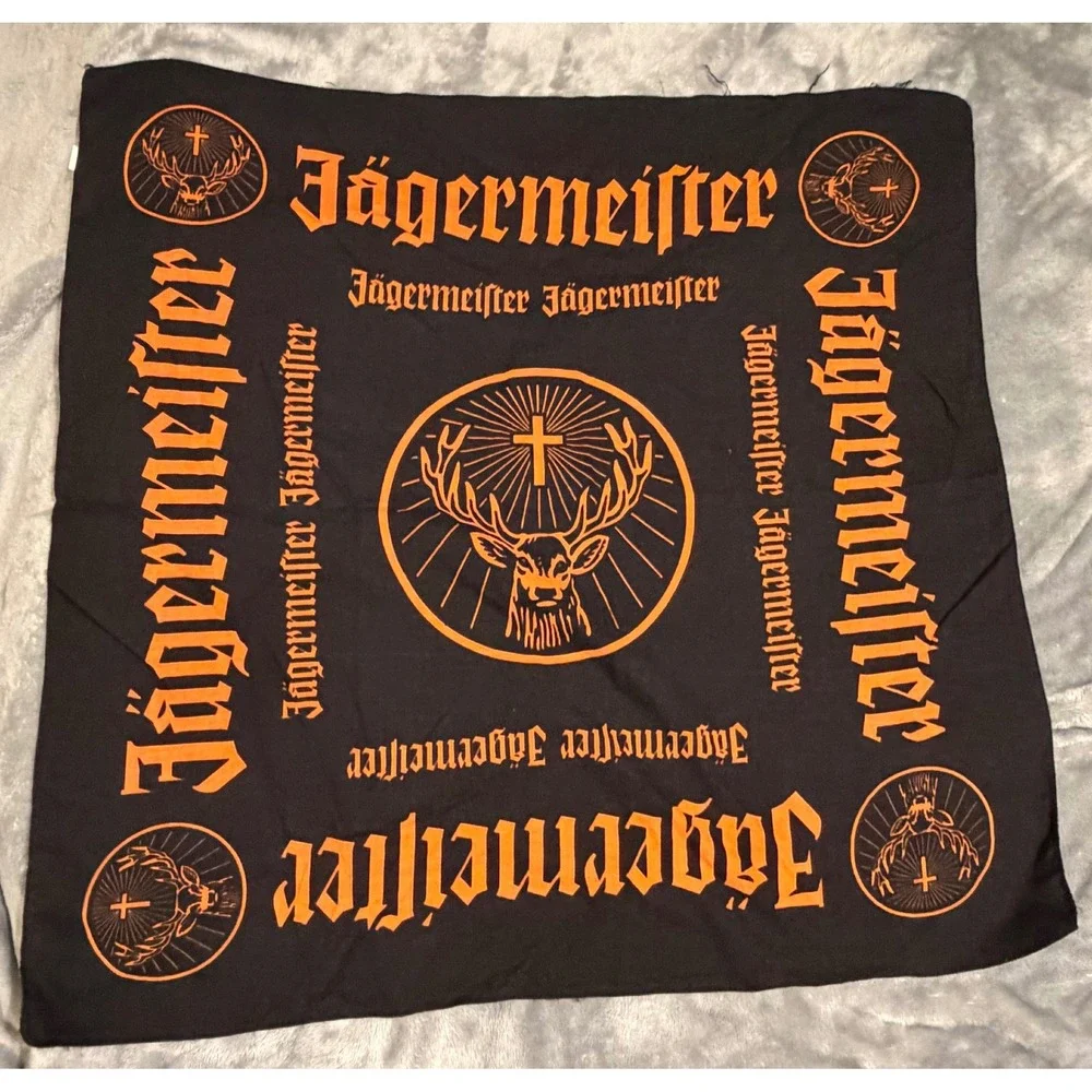 Jagermeister Bandana Black Orange Cotton Stag Logo Barware Promo Scarf Headwrap